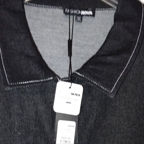 Fashion Nova over size women's carpenter denim long sleeves top Size: 2 X - Picture 4 of 5